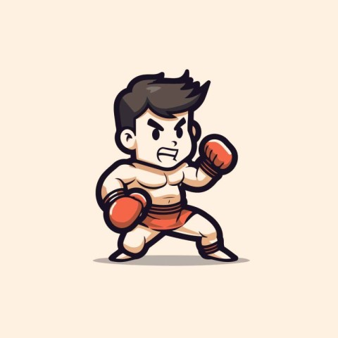 Cartoon boxer vector illustration. Mascot design for t-shirt.