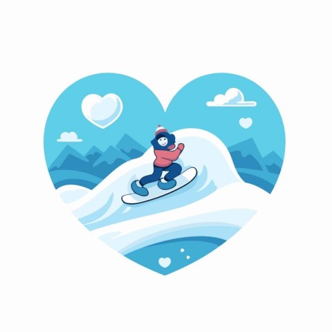 Snowboarder in the shape of a heart. Vector illustration.