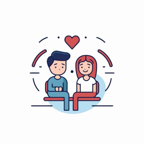 Couple in love flat color line icon. Couple in love concept. Vec