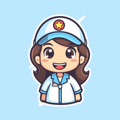 Cute nurse cartoon character vector illustration. Cute nurse ico