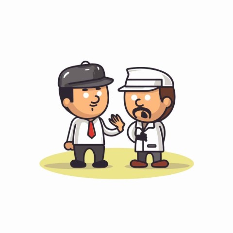 Vector illustration of cartoon doctor and nurse talking together