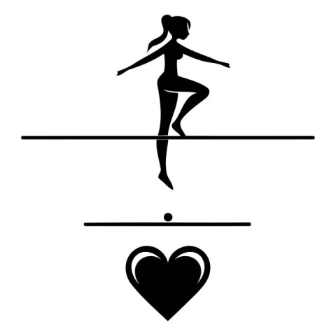 Silhouette of a woman practicing yoga. The girl is engaged in fi