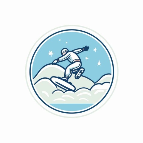 Snowboarder icon on white background. Vector illustration in ret