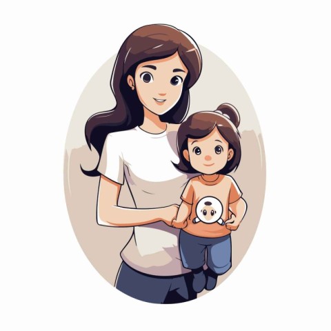 Mother and daughter cartoon icon vector illustration graphic des