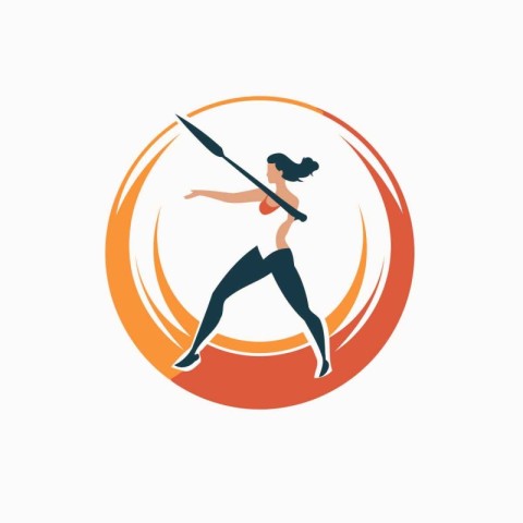 Fitness logo design template. Vector illustration of a woman wit