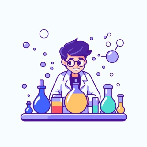 Scientist in laboratory. Vector illustration in a flat style. Ca