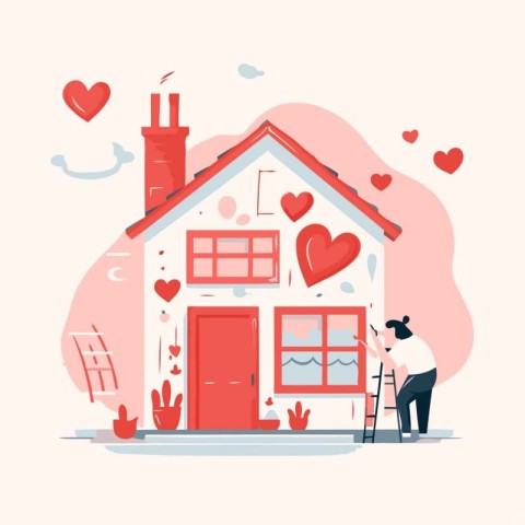 Home repair concept. Vector illustration in flat cartoon style.