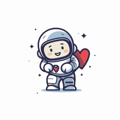 Cute astronaut with heart. Cute vector illustration in cartoon s