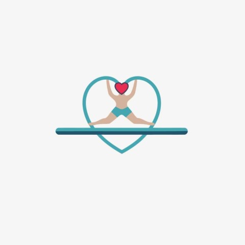 Vector illustration of a man in a heart shape on a seesaw