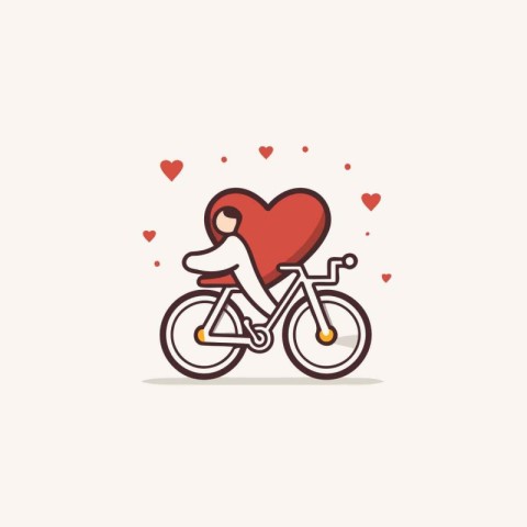 Bicycle with heart icon. Valentine's day concept. Vector illustr