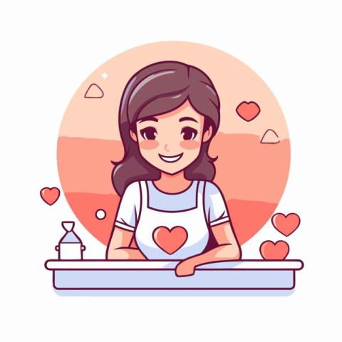 Girl in love. Vector illustration in flat style. Cartoon charact