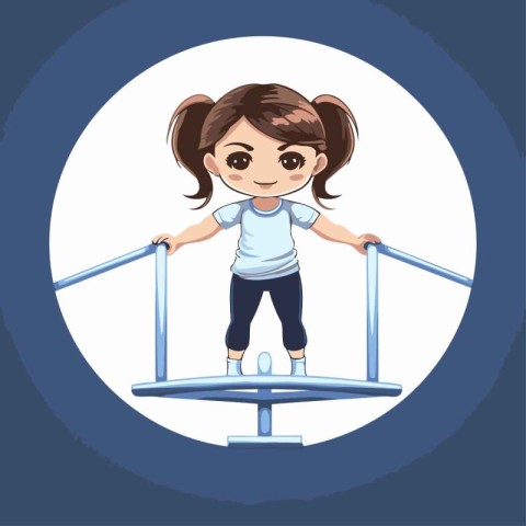 Cute Little Girl Having Fun on seesaw. Vector illustration.