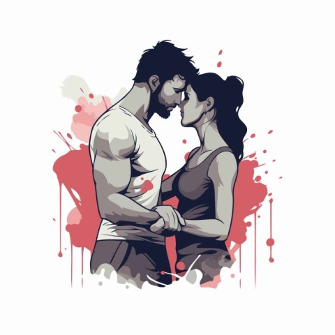 Couple in love. Man and woman kissing. Vector illustration.