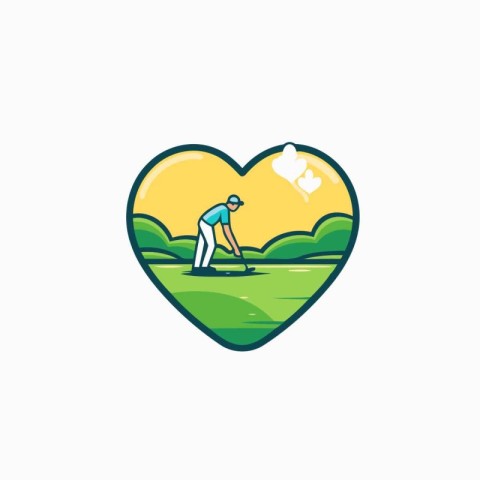 Golf heart logo design template. Golf club vector logo design.