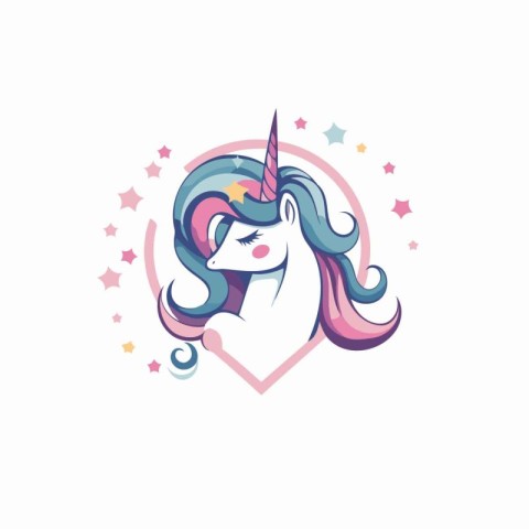 Unicorn vector logo design. Cute cartoon unicorn illustration.