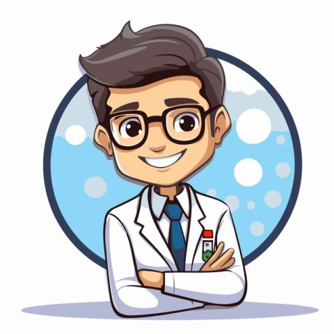 Doctor cartoon with stethoscope and syringe vector illustration