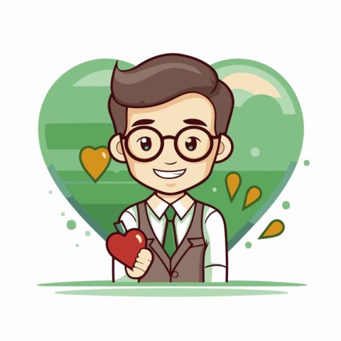 businessman with heart and love card vector illustration eps 10.