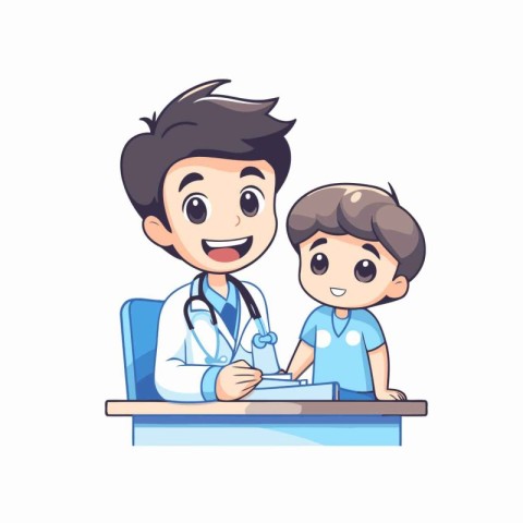 Doctor and patient cartoon vector illustration. Doctor and patie