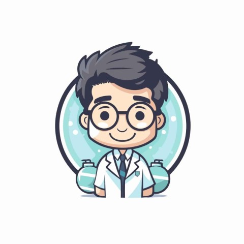 Scientist Man Cartoon Character Vector Illustration on White Bac