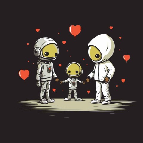 Astronaut and astronaut in love. Vector illustration for your de