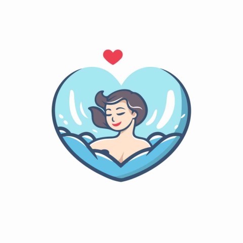 Vector illustration of a girl in a heart-shaped swimming pool.