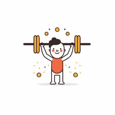 Fitness flat icon. Vector illustration of a man lifting a barbel