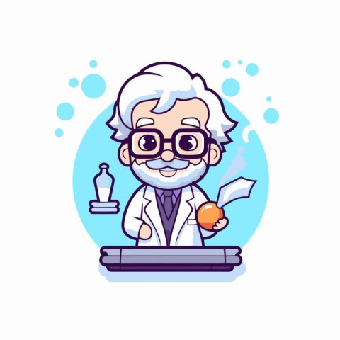 Scientist working in the laboratory. Vector illustration in cart