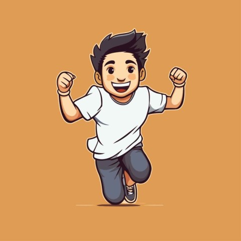 Vector illustration of a happy young man running isolated on bro