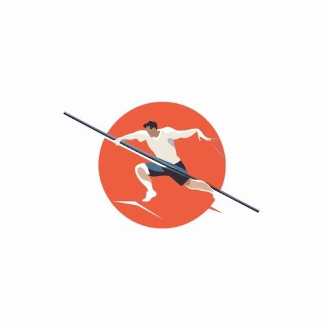 Athlete running with a javelin. Vector illustration.