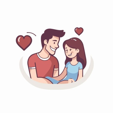 Vector illustration of a man and a woman in love. Valentine's da