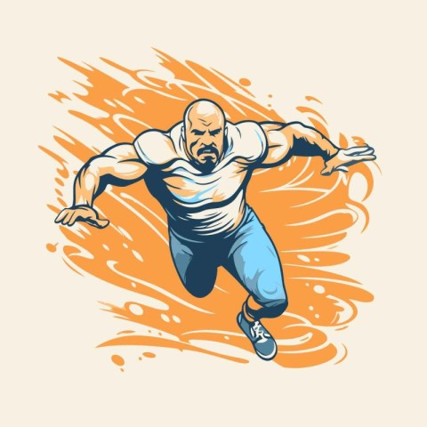 Vector illustration of a running man in sportswear on abstract b