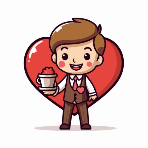 Valentine's day - Groom with love heart cartoon character