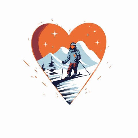 Vector illustration of a snowboarder on the background of the he