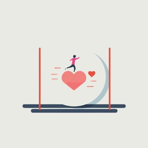 Running man with heart icon. Flat design style modern vector ill