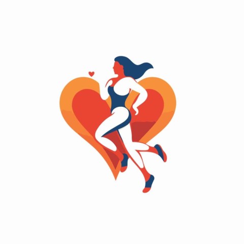 Running woman vector logo design template. Sportswoman running o