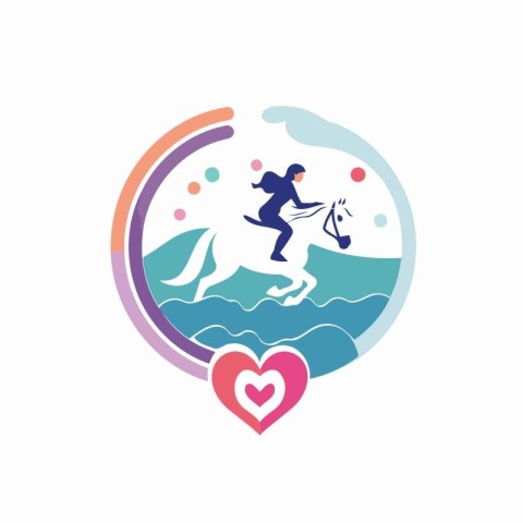 Vector illustration of a girl jumping into the sea with a rope.