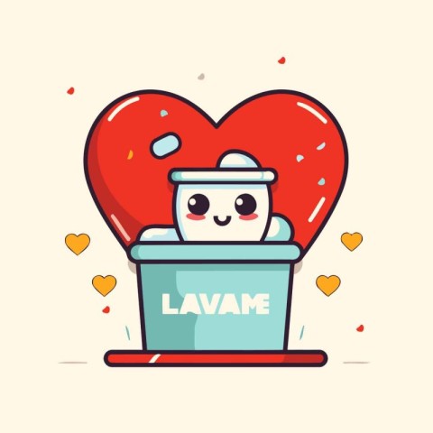 Cute kawaii vector illustration of a heart with a ballot box.