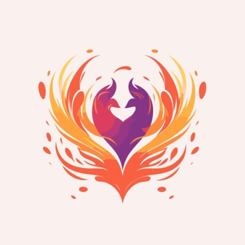 Vector illustration of a flaming flaming heart logo design templ