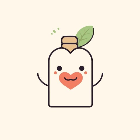 Cute kawaii bottle of olive oil. Vector illustration.