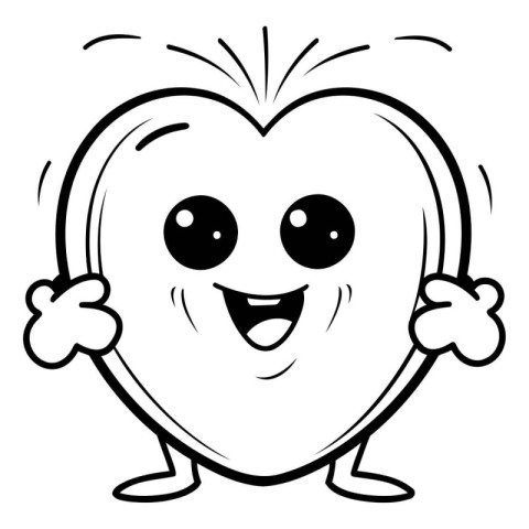 Heart Cartoon Mascot Character with Happy Emotion Vector Illustr