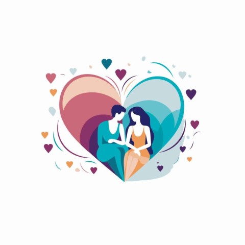 Pregnant woman with her husband in heart shape vector illustrati