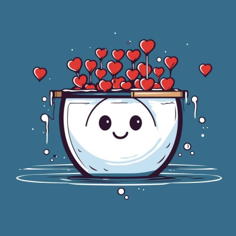 Vector illustration of a cup full of hearts. Valentine's Day.