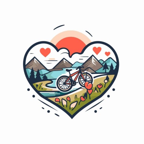 Mountain bike in the shape of a heart. Vector illustration.