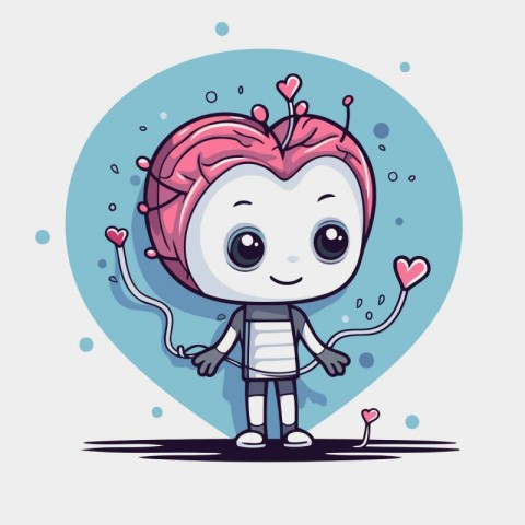 Cute cartoon alien with heart. Vector illustration of a cute ali