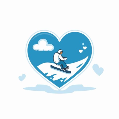 Snowboarder in the shape of a heart. Vector illustration.