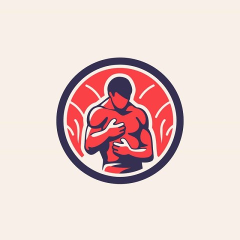 Bodybuilder logo design template. Bodybuilder icon. Vector illus