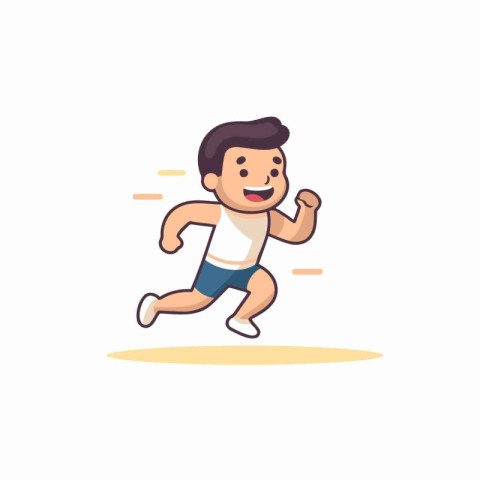 Running man. Isolated flat vector illustration on a white backgr