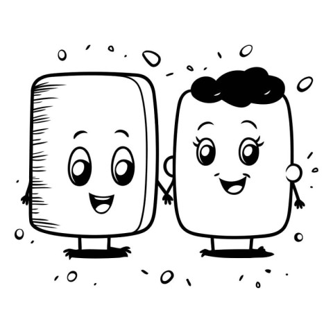 Cartoon ice cream characters on a white background. Vector illus