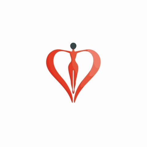 Human character with heart vector logo design. Health care and m