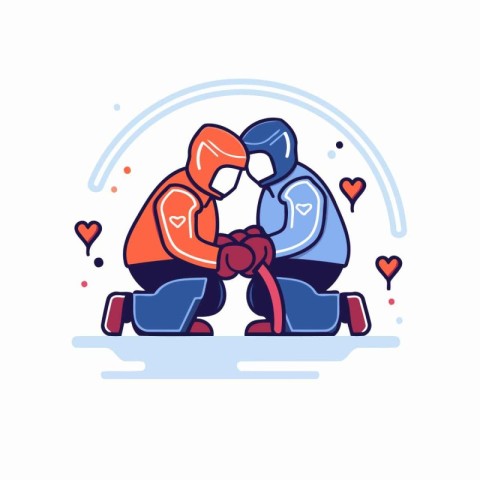 Couple in love. Man and woman in love hugging. Vector illustrati